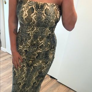 Strapless Snake Print Dress